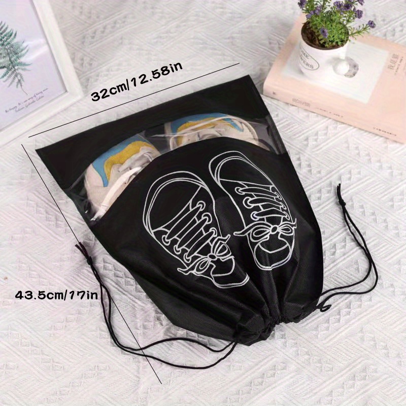 TEMU 1pc Travel Shoe Storage Bag, Durable Non-woven Fabric, Drawstring Closure, Anti Yellowing, Moisture-proof, Travel And Cushioning - Keep Shoes