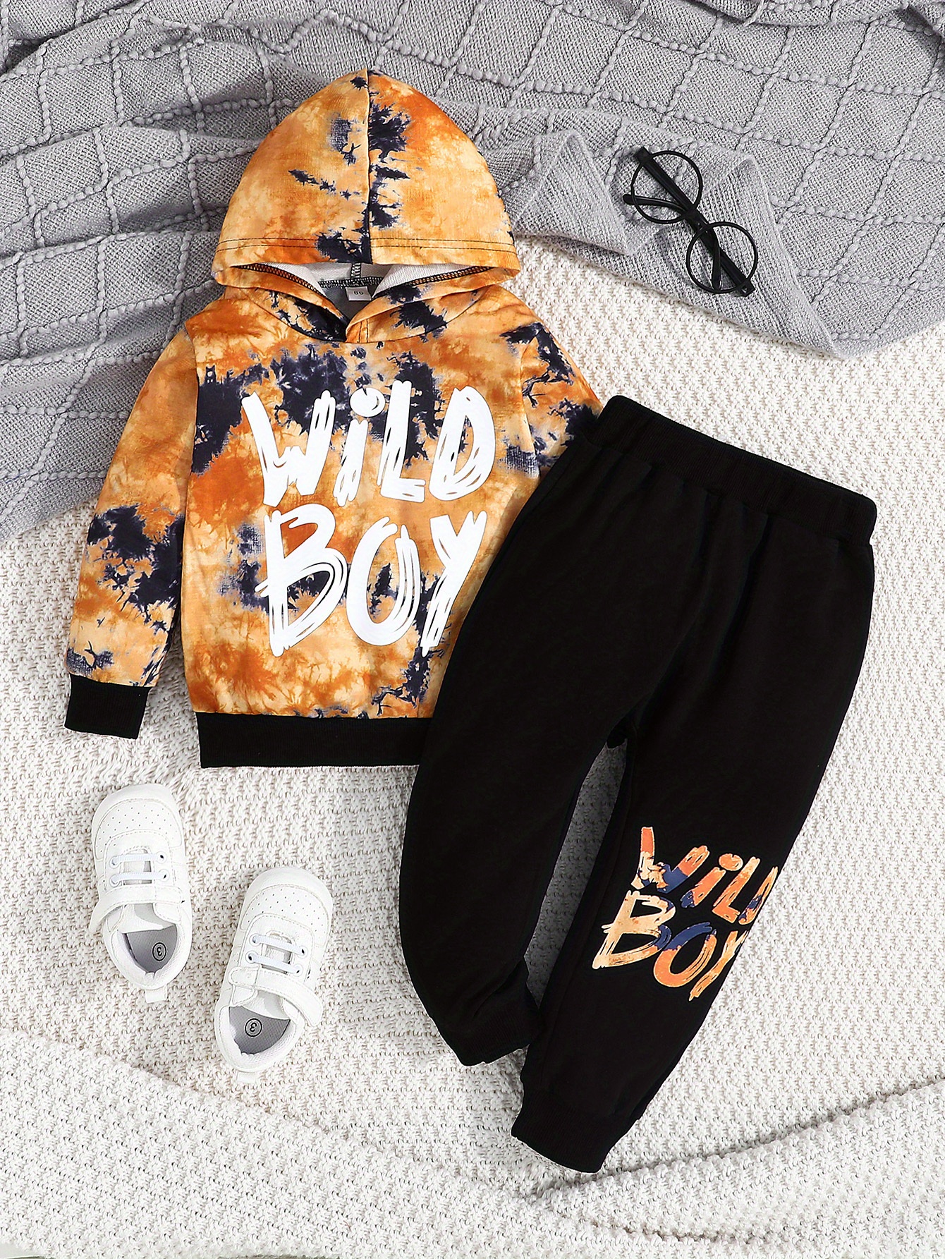 Boy's Casual Wild Boy Letter Print Set Long Sleeve Hoodie Temu
