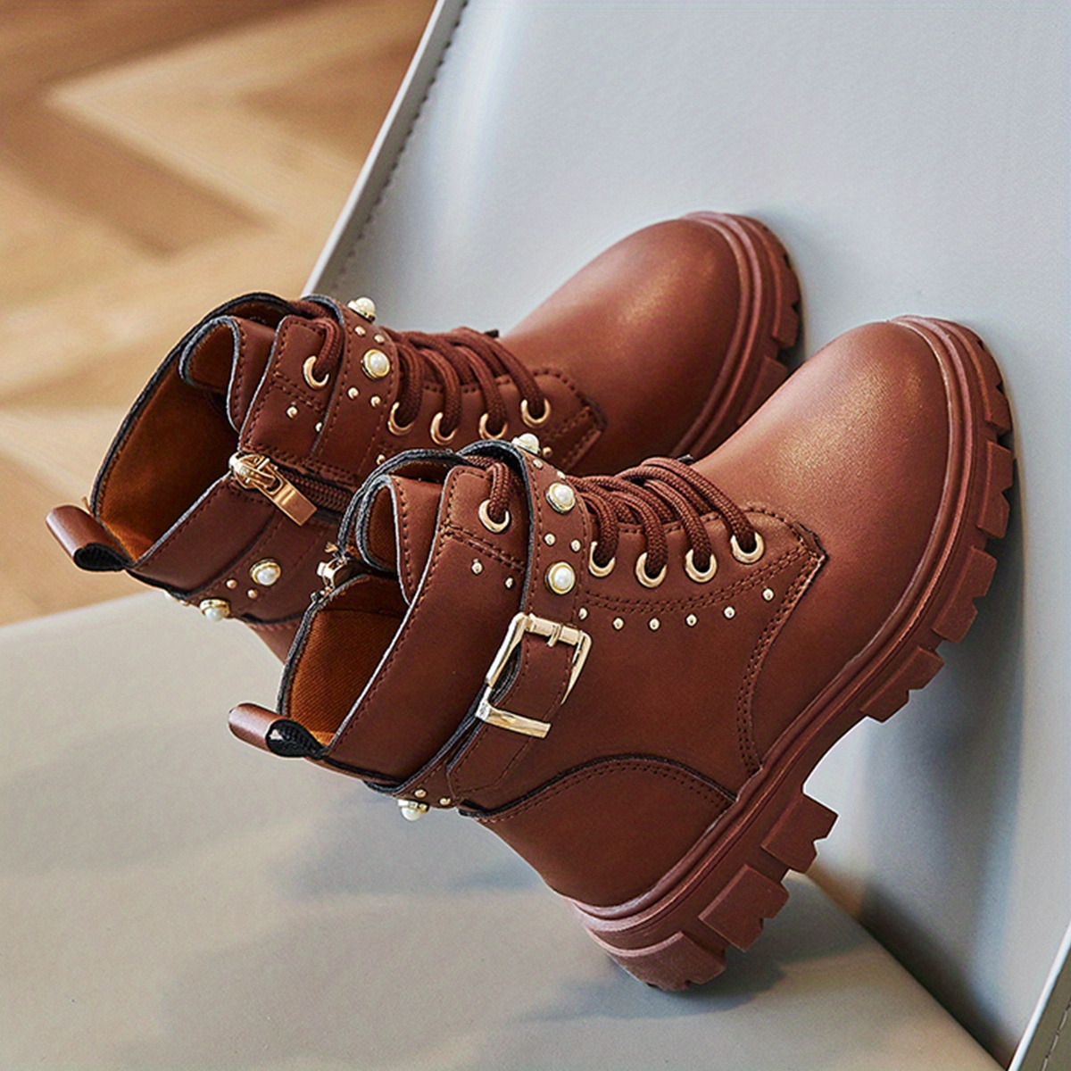Trendy Cool Ankle-high Boots With Zipper For Girls Kids
