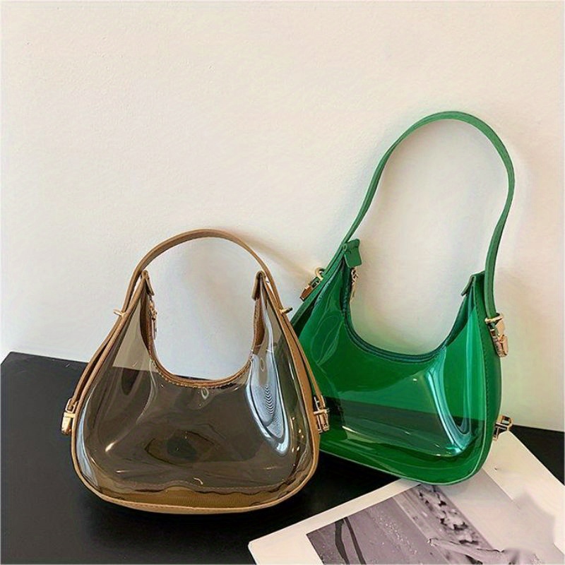 Trendy Transparent Crescent Bag, Transparent Jelly Underarm Bag, Women's  Clear Shoulder Purse & Handbag - Temu Netherlands