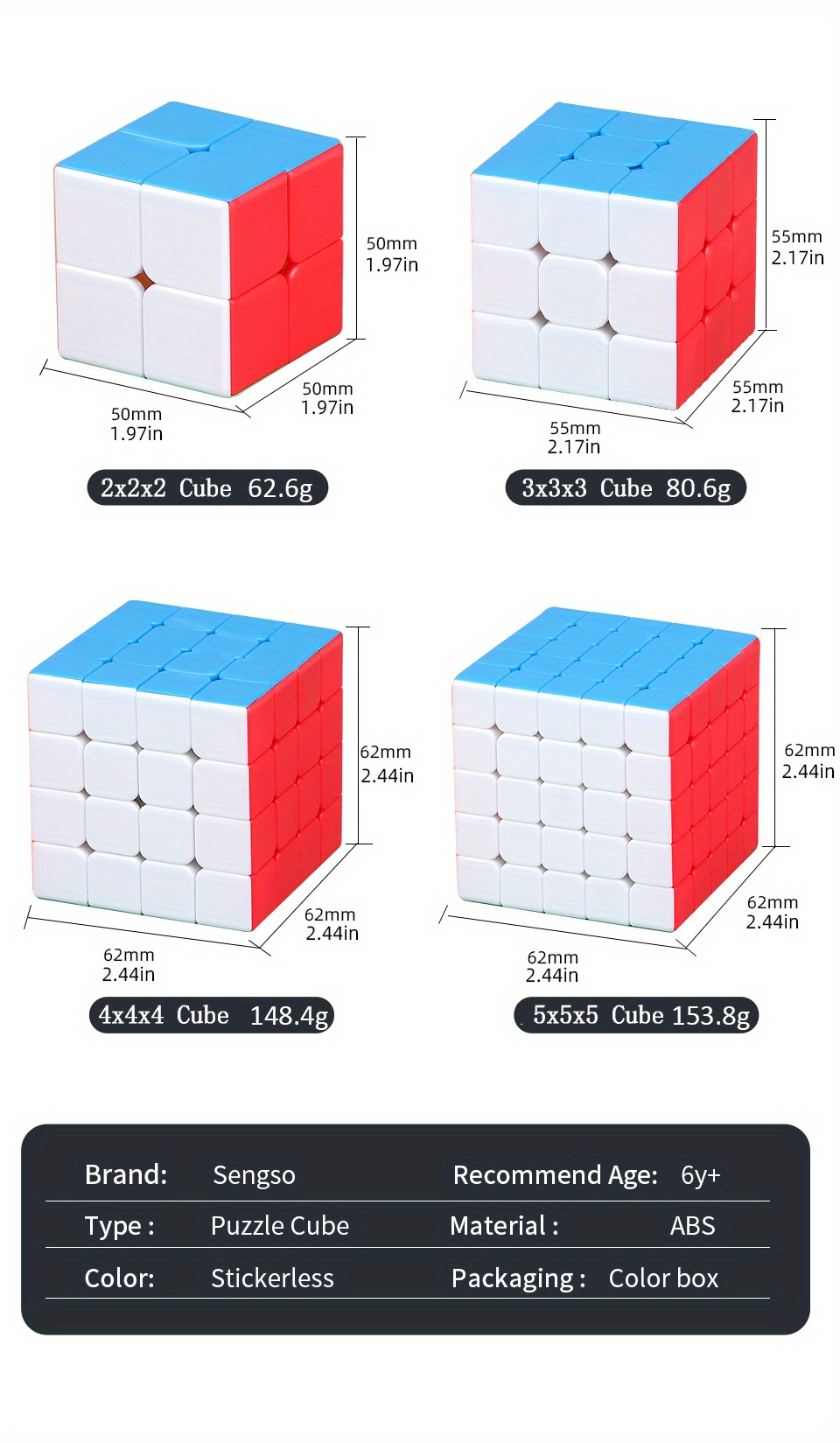 Speed Magic Cube 2x2 3x3 4x4 5x5 Legend Series Stickerless - Temu