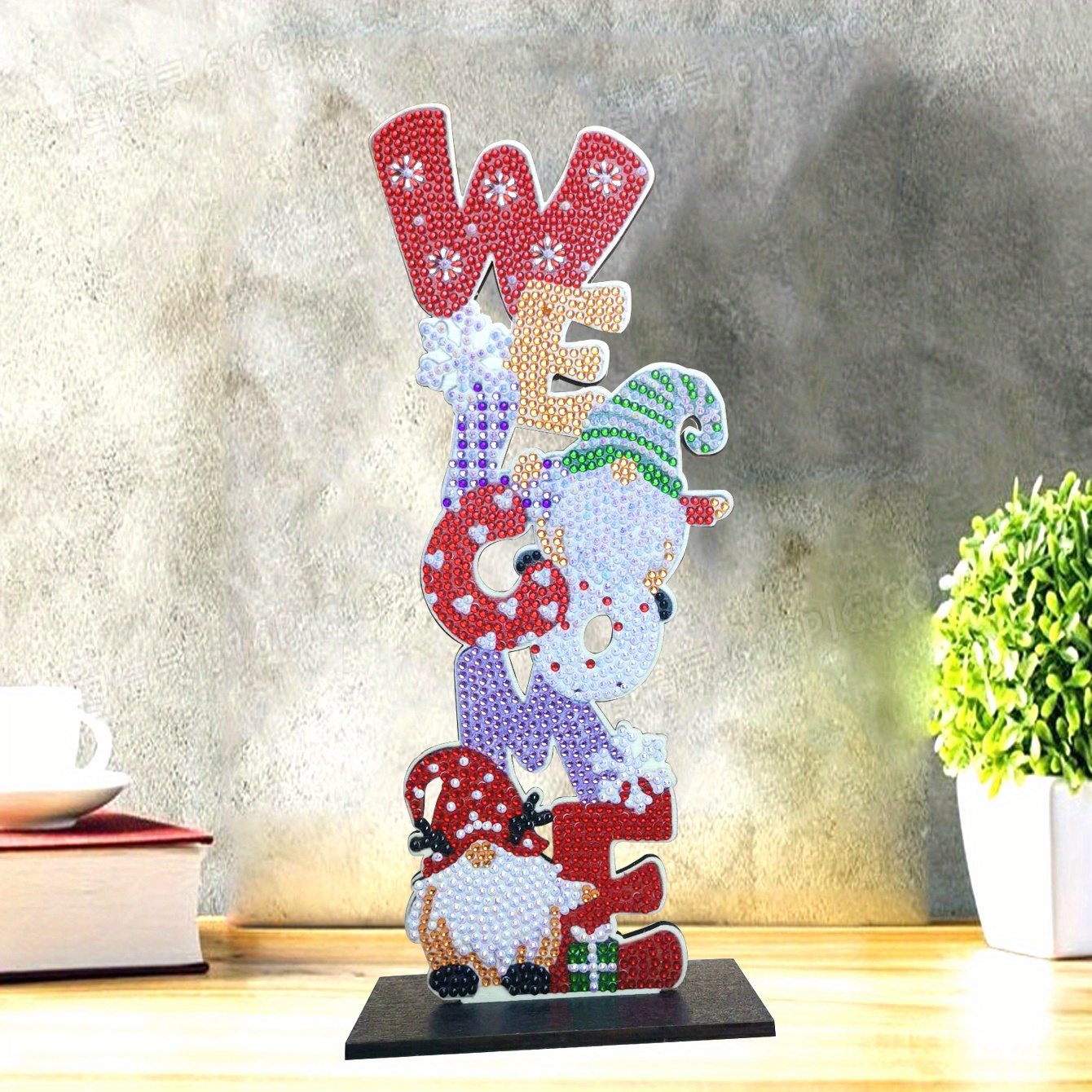 2d Flat Diy 5d Shiny Rhinestone Diamond Painting Kit, Complete Tool Set With Accessories, Exquisite Wooden Christmas Ornament