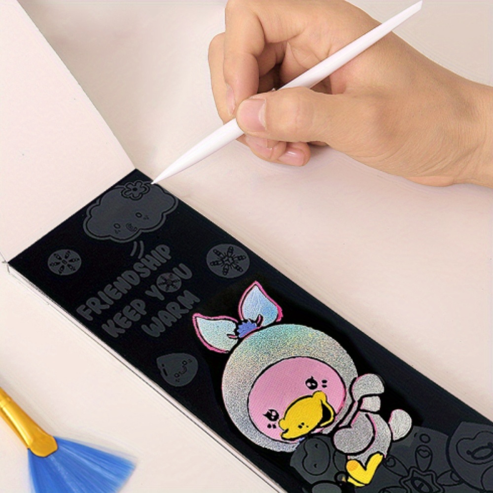 Students Scratch Drawing Set Magic Glitter Scratch Note Scratch Paper