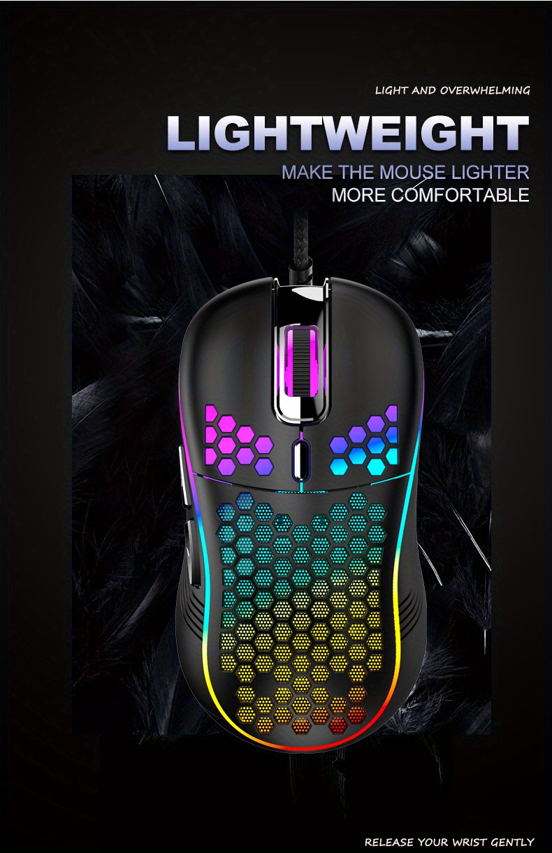 Urbanx Wired Gaming Mouse - Light Weight Corded USB RGB Mouse For Computer,  Laptops And Pcs - Gaming Mouse Honeycomb, Gamer Mouse - Wired Mouse, USB