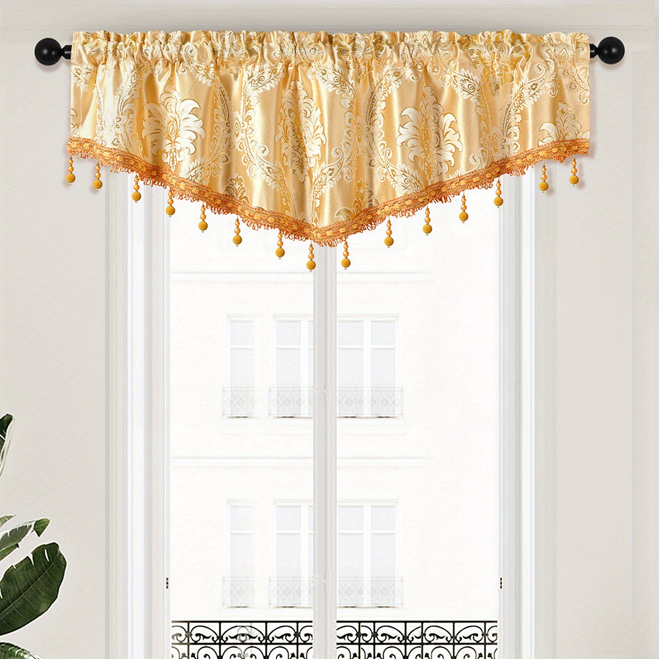 Geometric Jacquard Window Valance Tassel Bead Edge European Temu