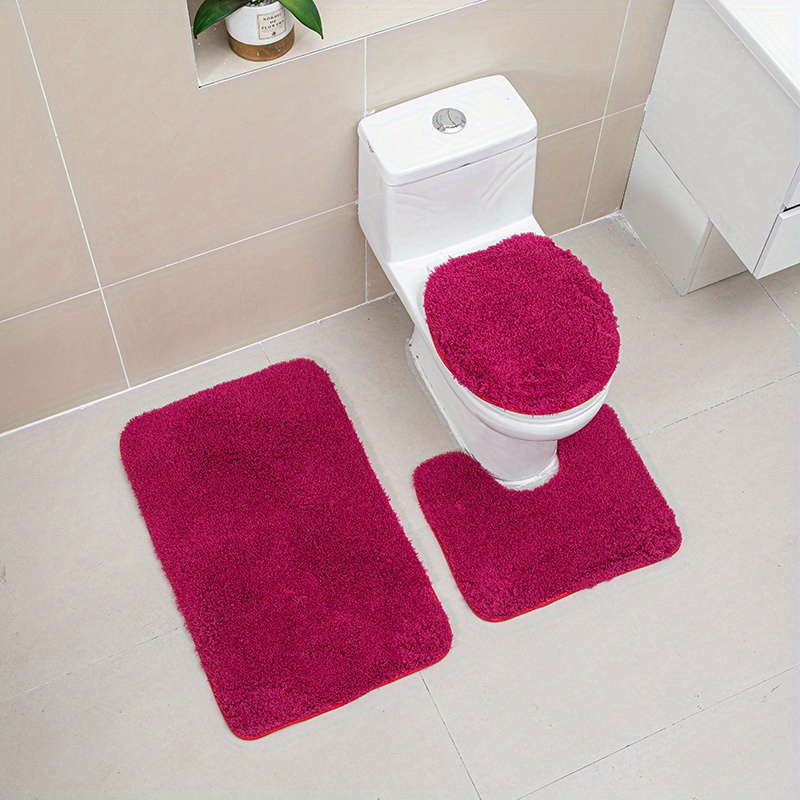 Super Plush Velvet Bath Rugs - Soft Microfiber Bathroom Rug With Non-slip  Rubber Backing And Machine Washable Contour Mat And Toilet Seat Cover -  Absorbent And Comfortable - Temu United Arab Emirates