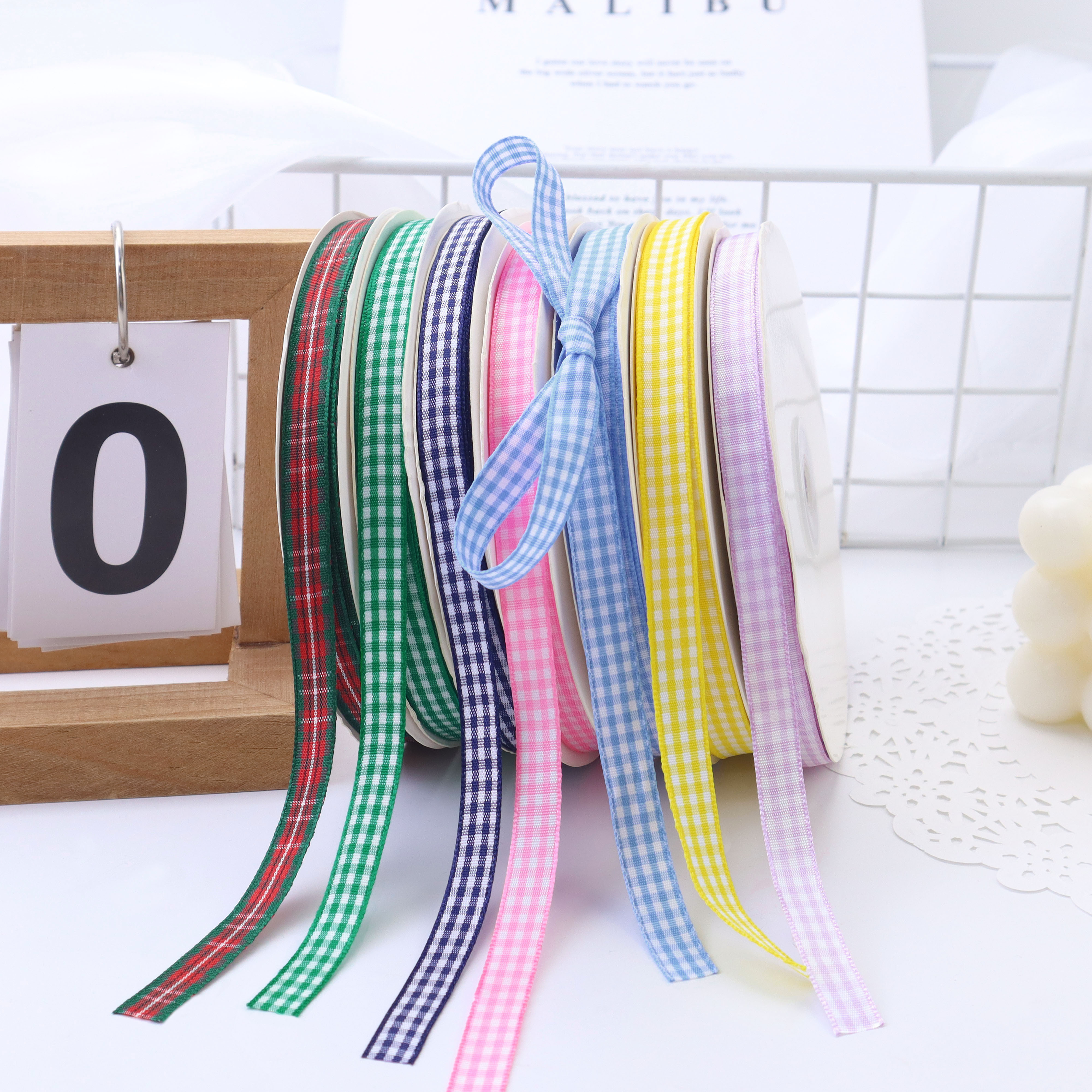 5 Yards Plaid Ribbon Lace Ribbon Bow Flower Bouquet Gift Temu