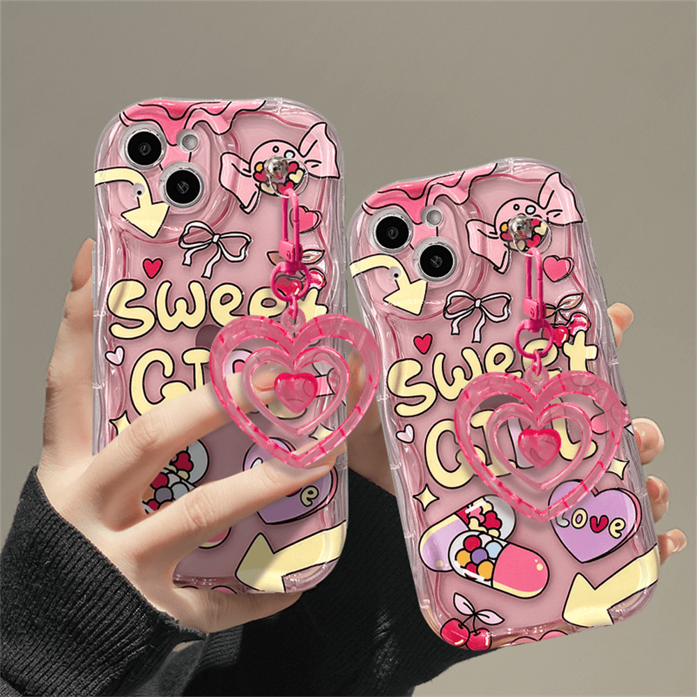 Shira Aestheticharajuku Love Heart Silicone Case For Iphone 13/12/11 -  Shockproof & Anti-scratch