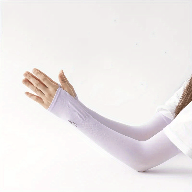 Thumb Hole Arm Sleeves Women Men Minimalist Solid Sunscreen - Temu Canada