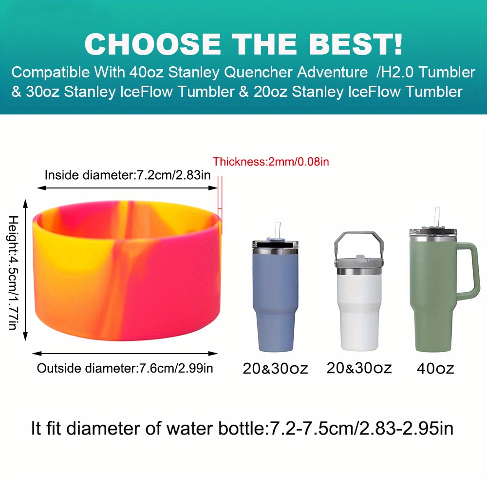 1Pcs Protective Silicone Boot For Stanley Quencher Tumbler 30 oz 40 oz &  IceFlow 20oz 30oz & Hydro Flask Water Bottle 12-24oz & Simple Modern 40 oz  Tumbler- Cup Bottom Sleeve 