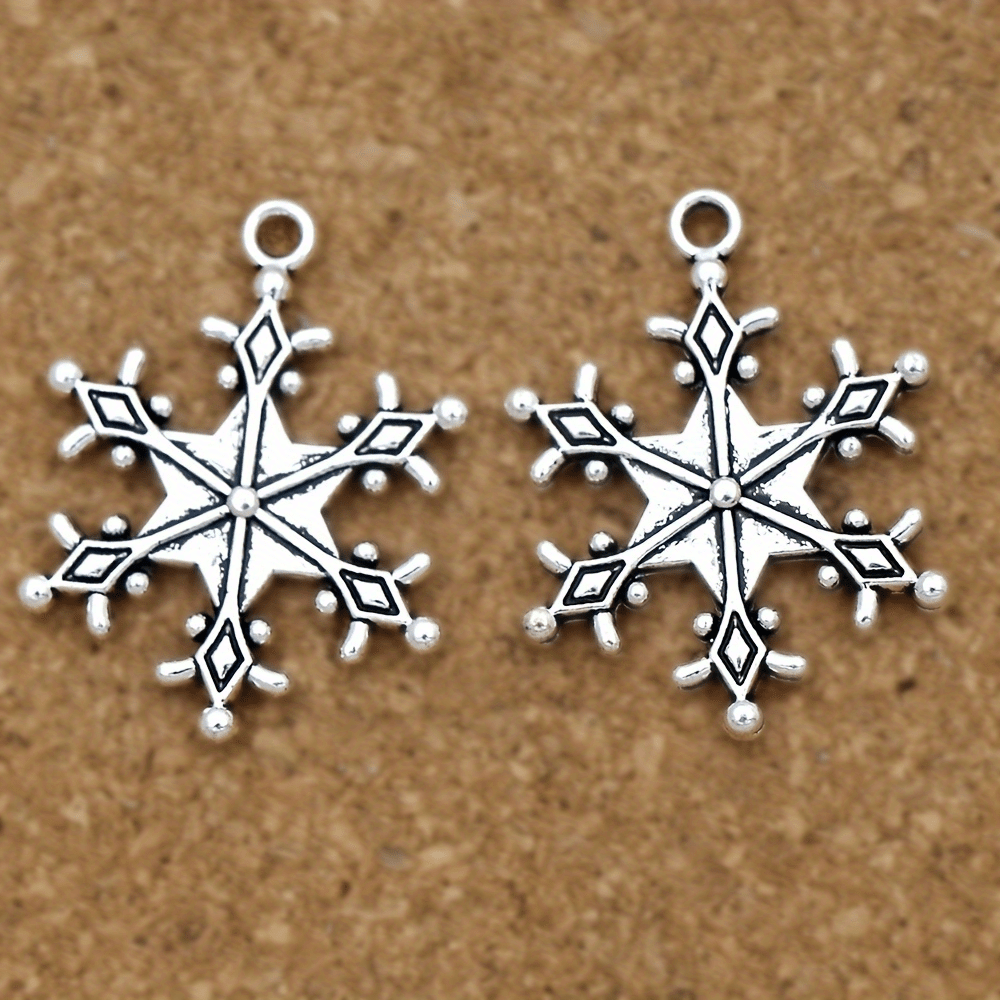 Antique Silver Christmas Hexagonal Snowflake Pendants Alloy - Temu