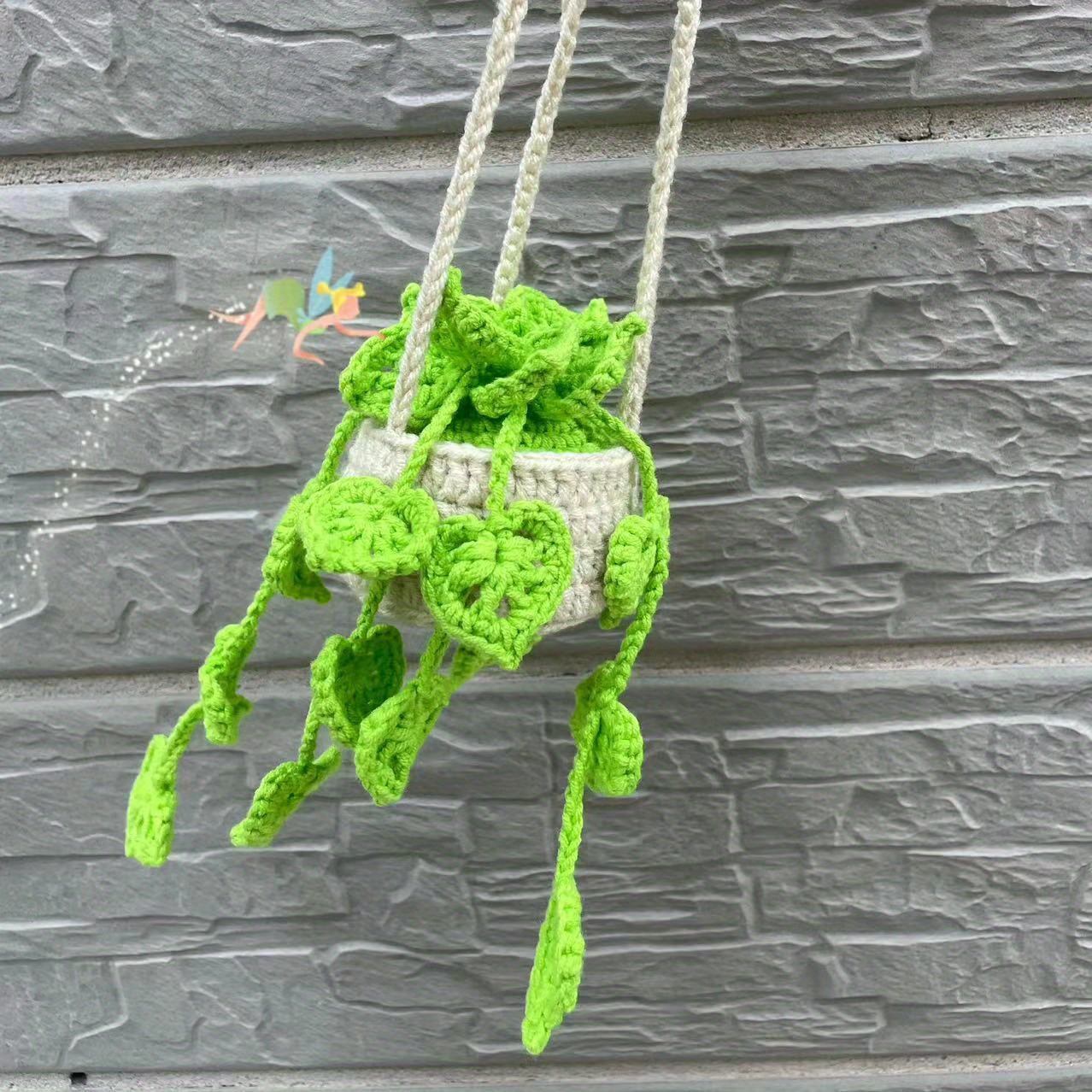Cute Plant Handmade Crochet Car Mirror Hanging Decoration - Temu Australia