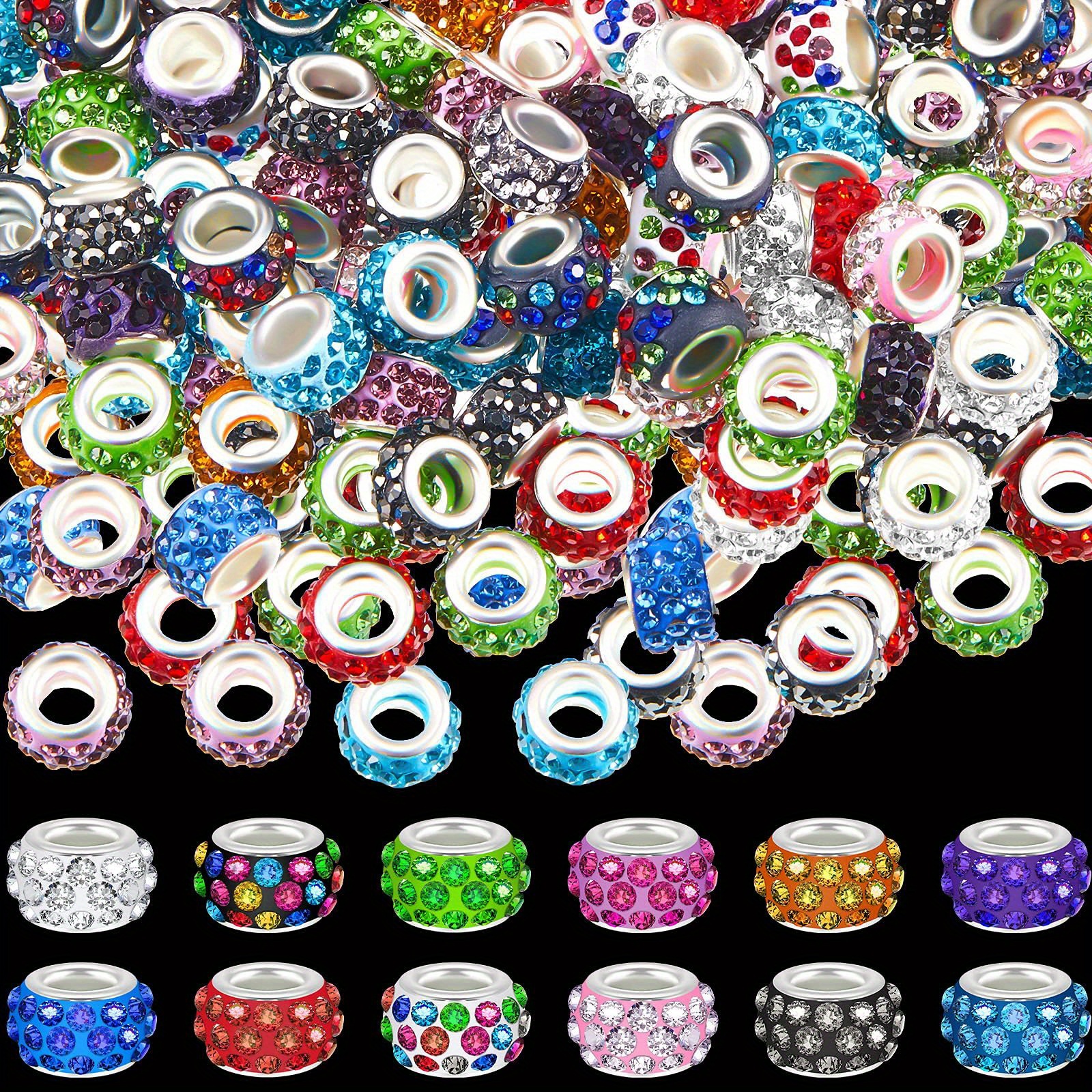 Large Hole Water Drill Spacer Beads Rondelle Sliding Charm - Temu