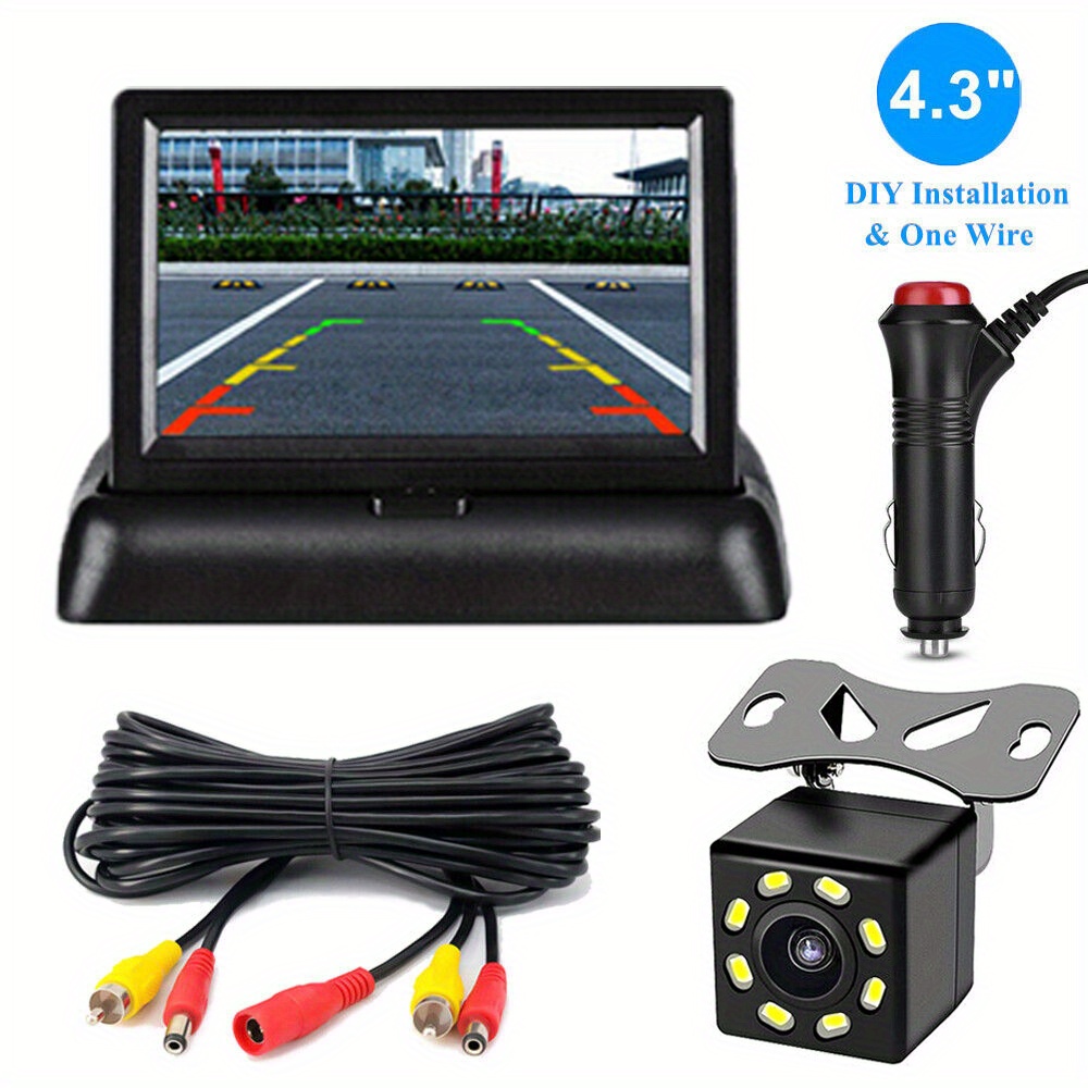 Car Rear View System With Camera And Foldable Car Lcd Display Temu