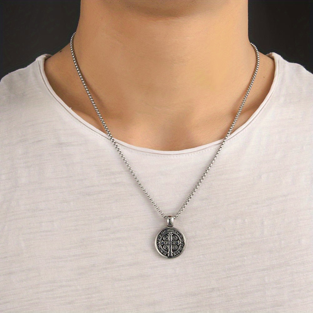 Medalha De Exorcismo De Em Aço Inoxidável Colar Masculino detalhes 1