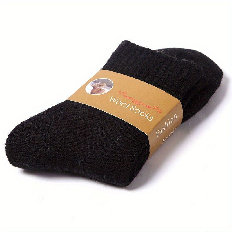 1pair Men's Thick Warm Crew Socks For Winter, Casual Plain Color Terry Socks, Men's Socks