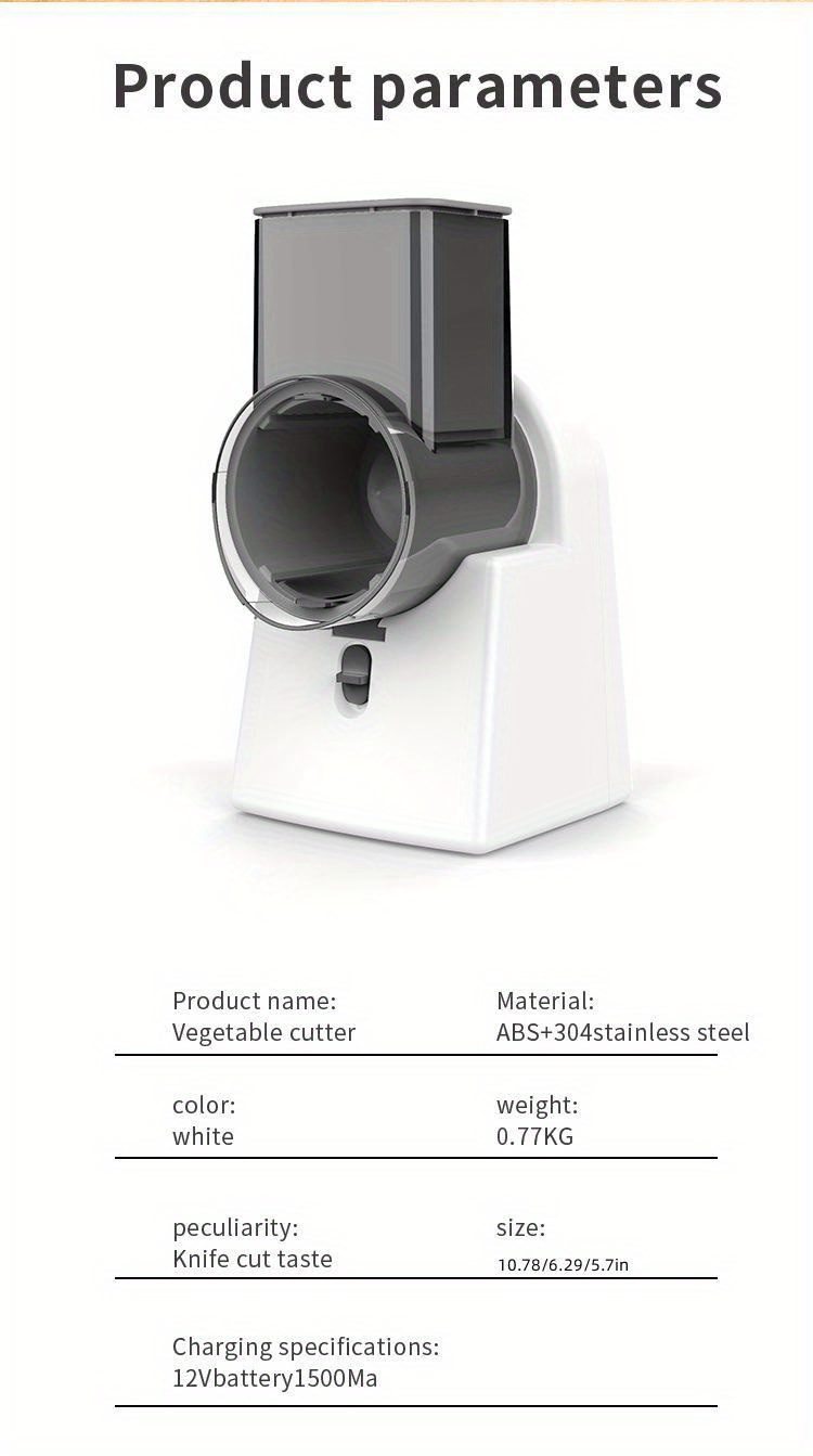 Rechargeable Electric Vegetable Cutter - Effortlessly Shred Potatoes and  Veggies with Storm Style Design