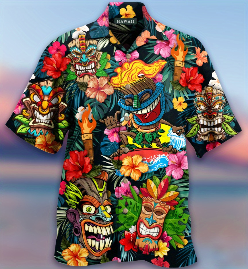 Flowers Tropical Hawaii Hawaiian Shirt Men Summer Boys 3d Shirts