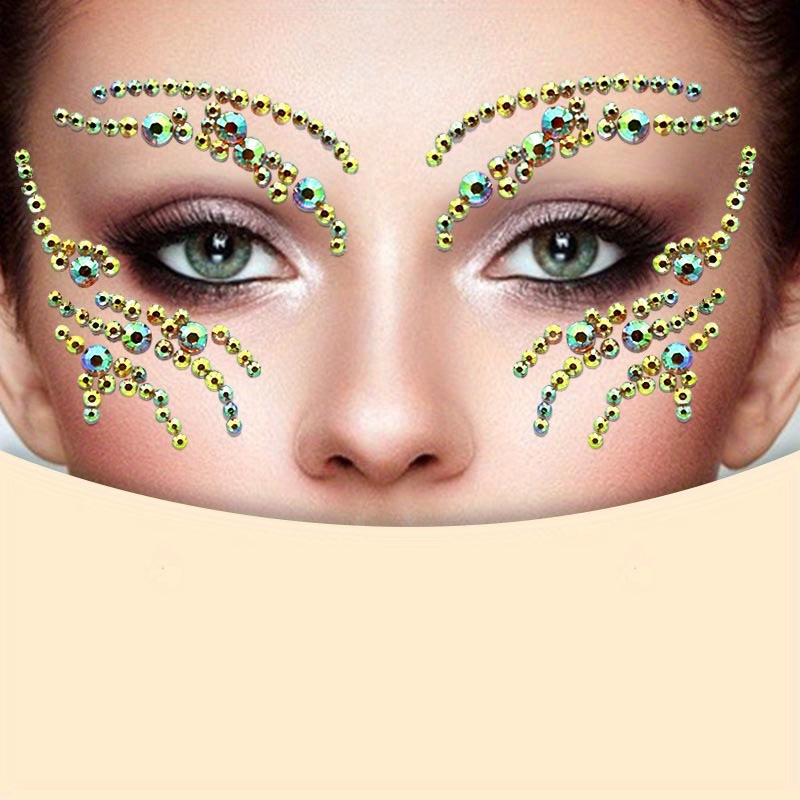 Women Face Crystal Face Jewels, Jewelry Glitter Rhinestone Bindi Temporary Face Eyebrow Body Stickers for Rave Festival Party,Temu