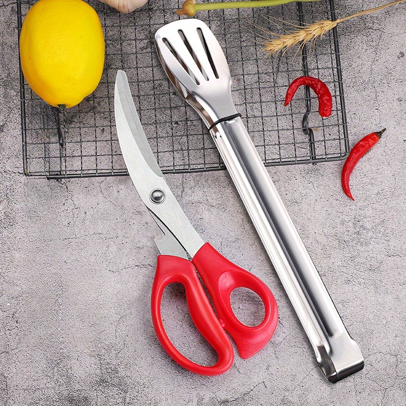 Curved Blade Kitchen Scissors, Korean Stainless Steel Barbecue Scissors,  Barbecue Scissors Kitchen Scissors, Kitchen Chicken Bone Scissors