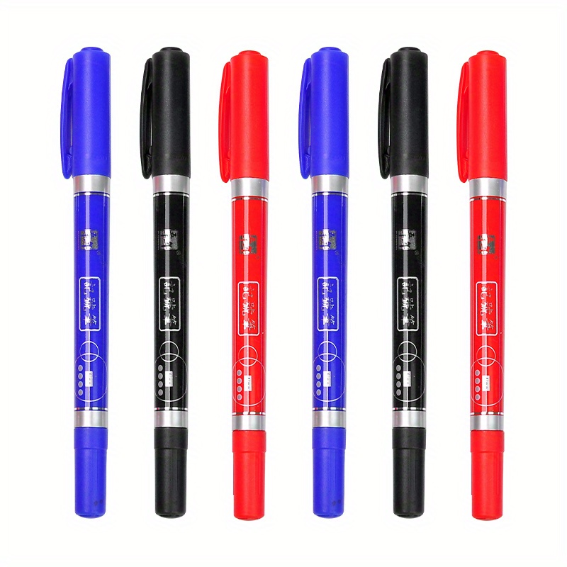 Permanent Markers Pen Nib Double Headed Waterproof Black - Temu