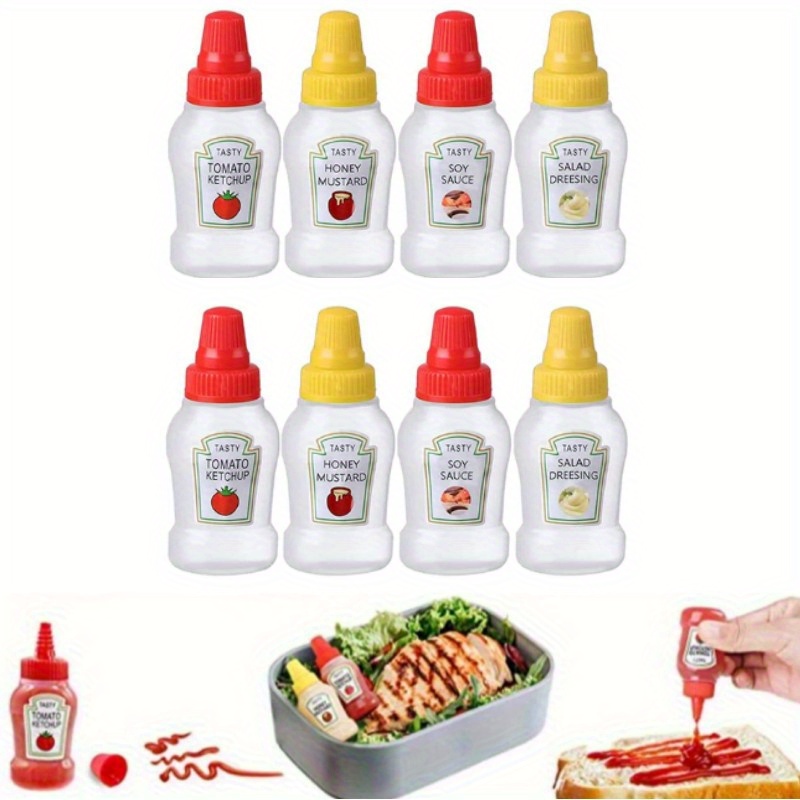 WXOIEOD 8 Pieces Mini Condiment Bottles for Lunch Box, Mini Ketchup Bottle  for Kids Lunches, Cute Heart Condiment Squeeze Bottles Plastic Sauces