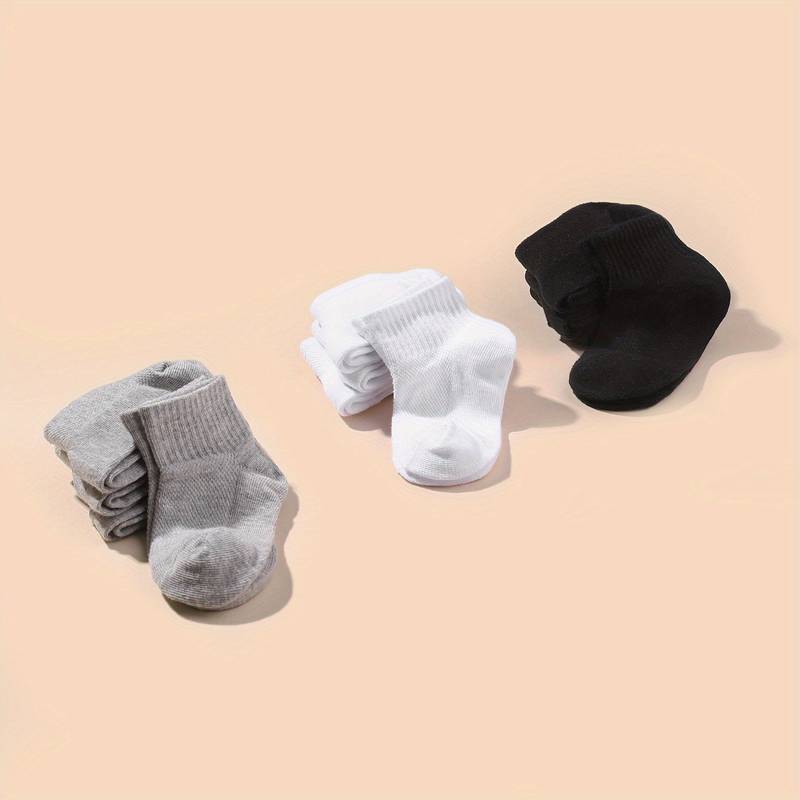 Hari Deals 6 Pairs Unisex School Socks – Plain Cotton Ankle Socks For Boys & Girls, Black Navy Grey White, Multiple Sizes
