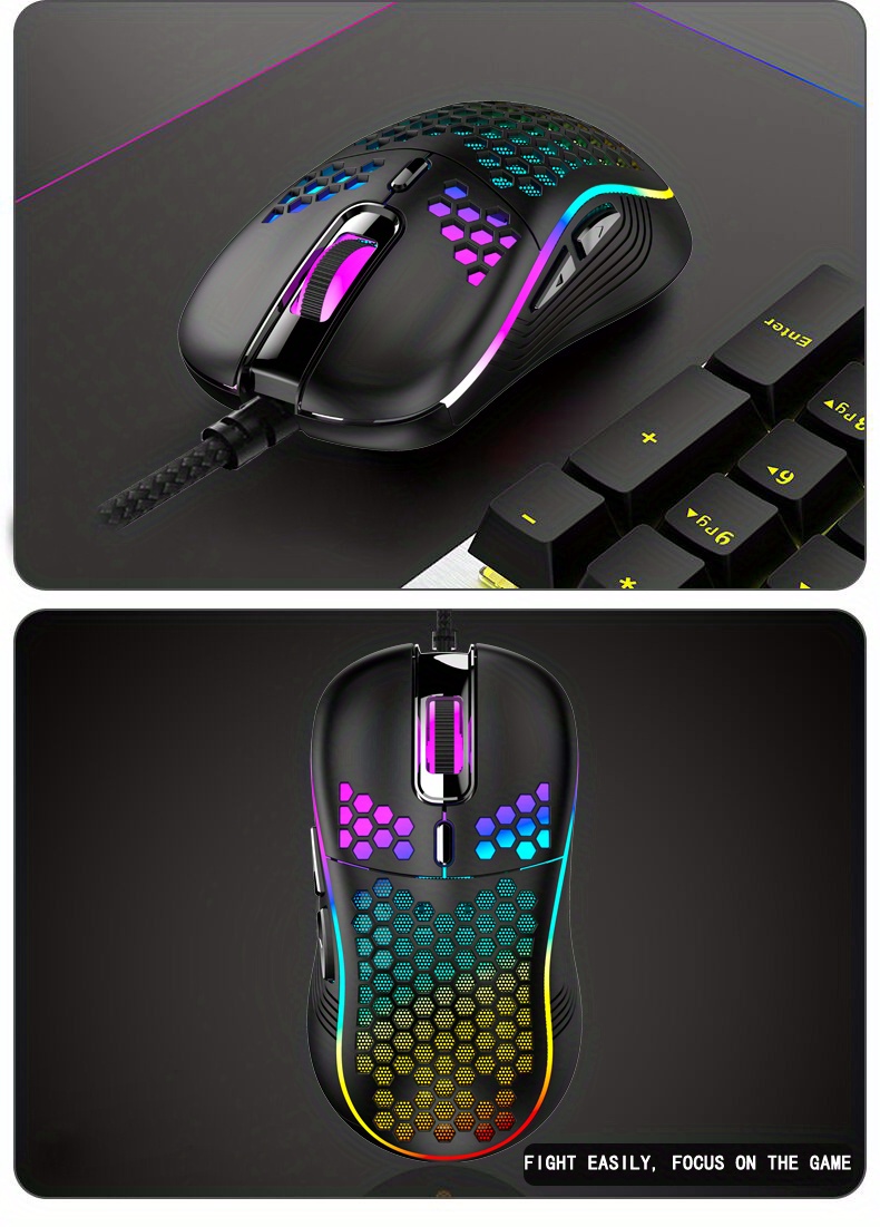 Urbanx Wired Gaming Mouse - Light Weight Corded USB RGB Mouse For Computer,  Laptops And Pcs - Gaming Mouse Honeycomb, Gamer Mouse - Wired Mouse, USB