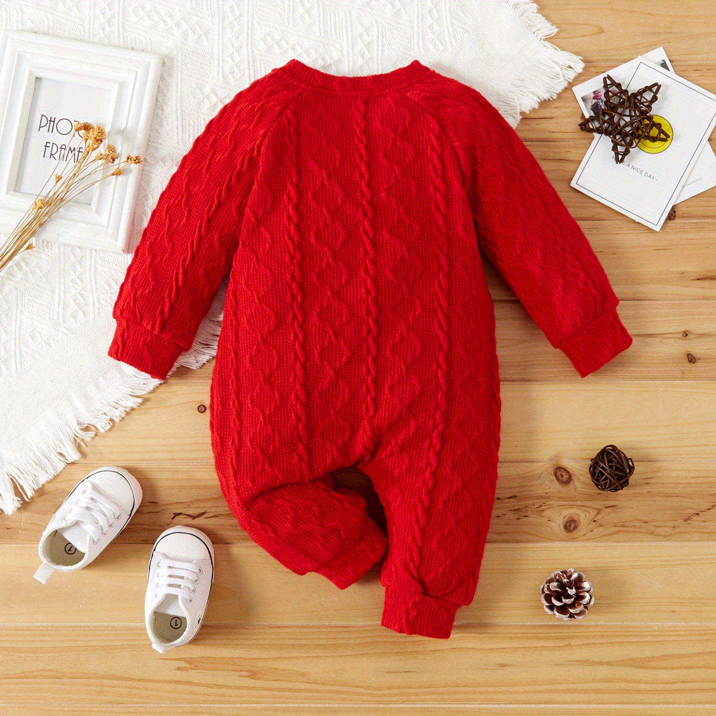Infant Baby Romper Long Sleeve Cable Knit Sweater Jumpsuit - Temu