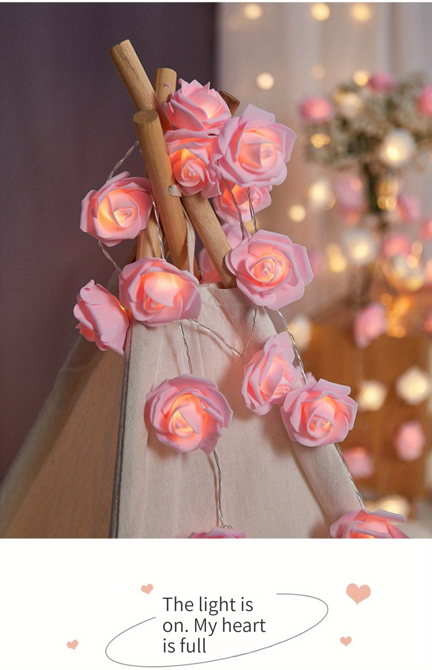 1pc usb led rose string lights 20 bubble flower fairy lights for party surprise valentines day wedding room garden and outdoor decoration soft and romantic ambiance details 5