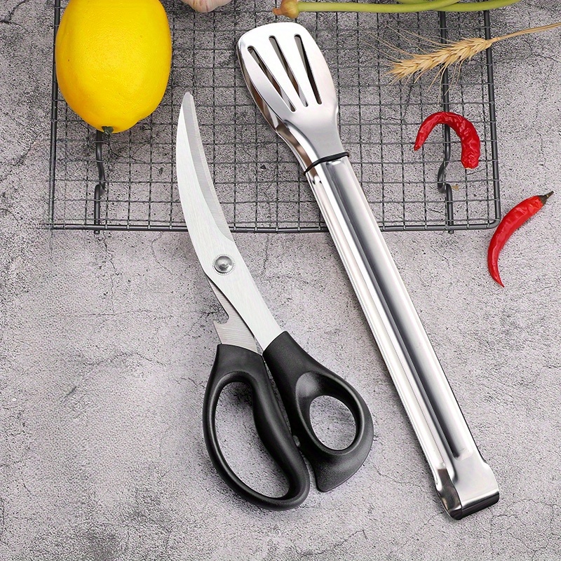 Curved Blade Kitchen Scissors, Korean Stainless Steel Barbecue