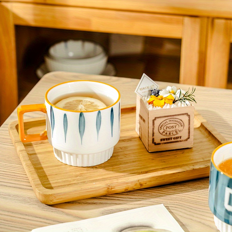 1pc Hand Painted Handmade Mark Cup Cute Breakfast Milk Mug