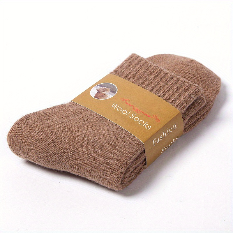 1pair Men's Thick Warm Crew Socks For Winter, Casual Plain Color Terry Socks, Men's Socks