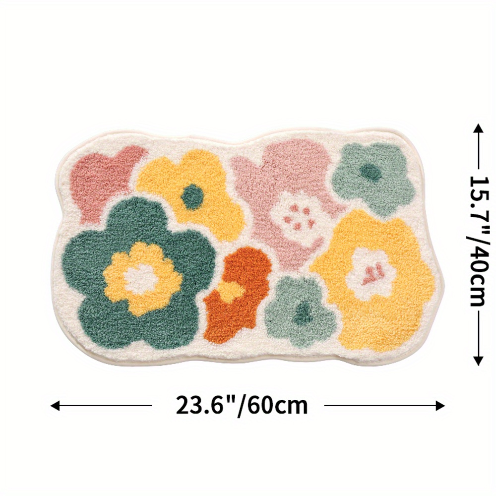 DeramHy home 1 Piece Cute Flower Bath Mat, Machine Washable Bath