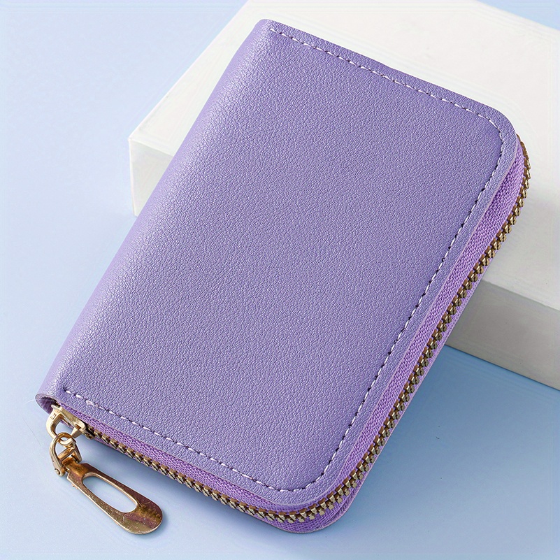 Women's Card Case, Short Zipper Wallet, 20 Slots Credit Card Holder,  Silver/ Blue/ Green/ Purple - Temu