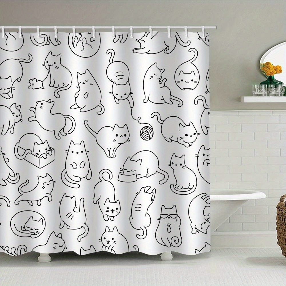  Divertida cortina de ducha con diseño de gato