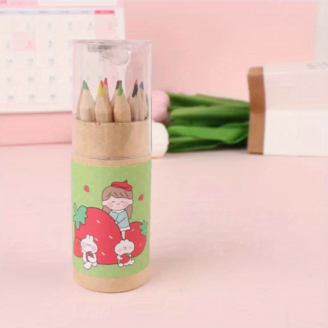 Cute Bear Color Pencils Creative Stationery Long - Temu