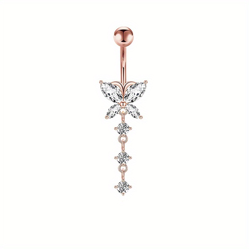 8pc Rose Golden Love Heart Devil's Eye Belly Button Ring Set
