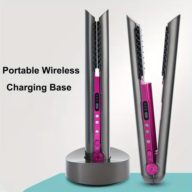 cordless hair straightener ceramic 2 in 1 mini flat iron hair straightener and curler usb rechargeable portable wireless hair straightener details 0
