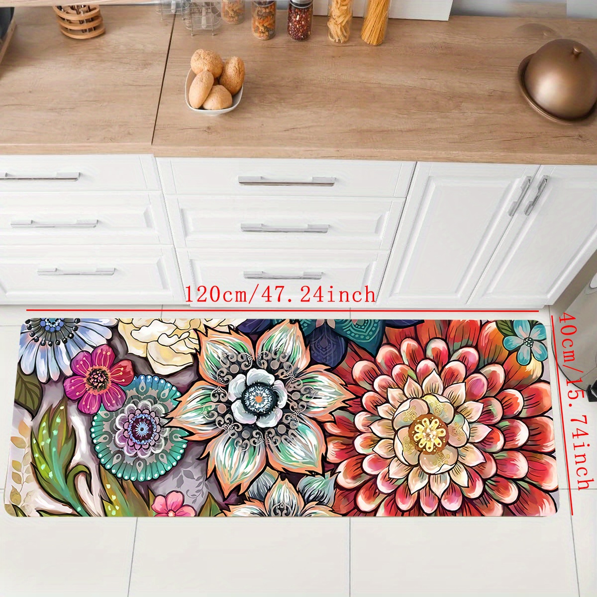  Sailground Kitchen Rugs, Bee and Small Daisies on Wood Kitchen  Rug, Ktchen Gadgets Anti-Fatigue Kitchen Mat, Floor Mats for Kitchen Decor  & Laundry Room Decor, 2PCS Runner Rug, Kitchen Mats for