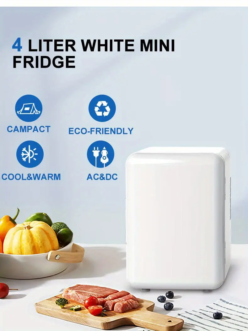 mini portable fridge 4 liter 6 can cooler and warmer personal refrigerator for skin care cosmetics beverage suitability for office bedroom car outdoor camping details 3