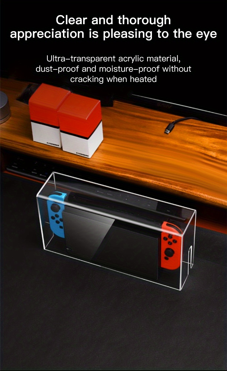 acrylic transparent game console base protective case dust cover for nintendo switch switch oled details 4