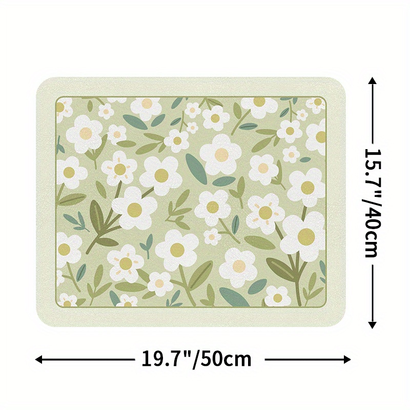 Dexi Dish Drying Mat For Kitchen Counter Floral Placemat, Non-slip