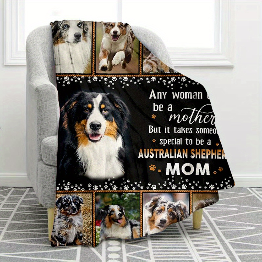 TEMU 1pc Cute Dog Print Flannel Blanket, Soft Cozy Throw Blanket Nap Blanket For Travel Sofa Bed Office Home Decor, Birthday Holiday Gift Blanket For