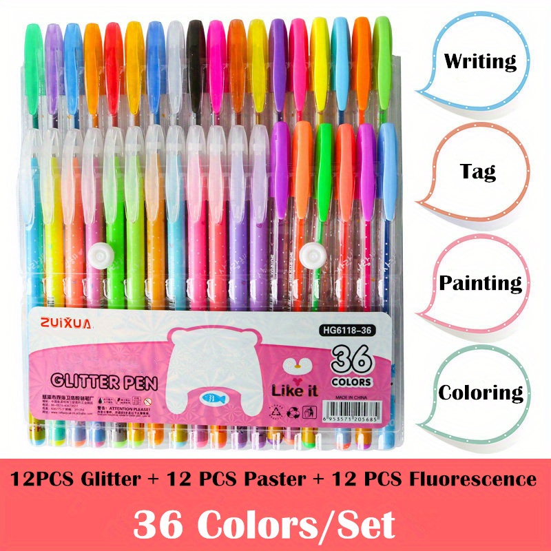 Glitter Gel Pens 48 Colors - Colored Pens for Adult Coloring - Book Pens  for Wom