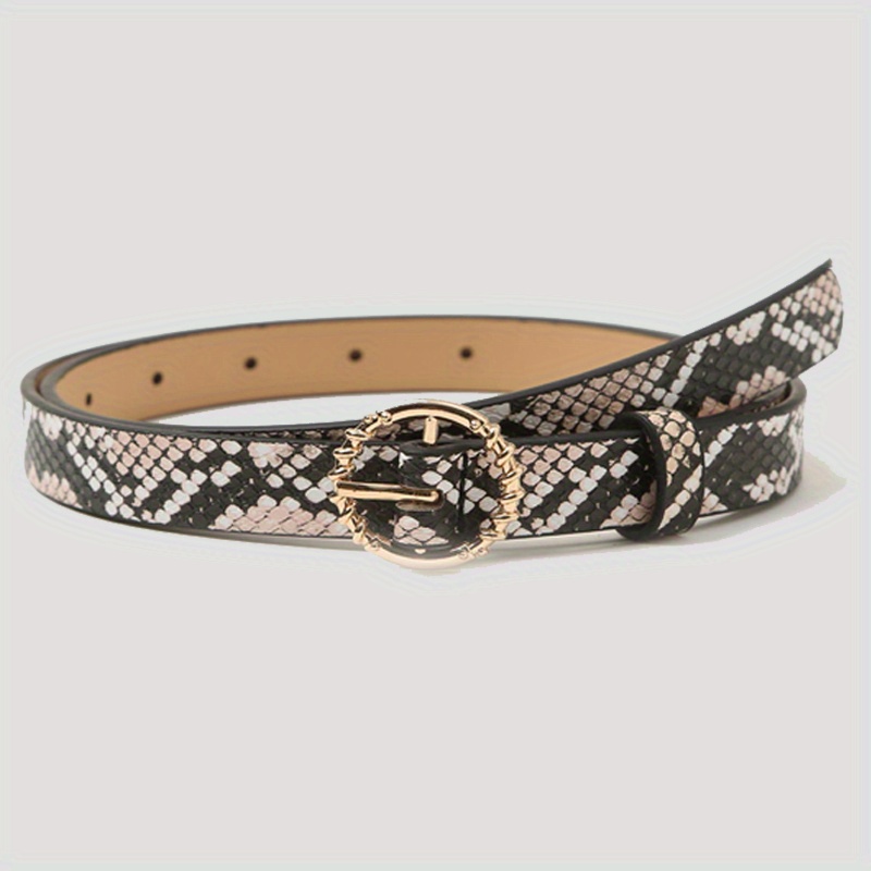 Vintage Snake Pattern Women's Belt, Pu Leather Belt, Casual Jeans Belt,  Perfect For Everyday Outfits