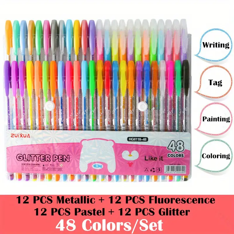 48 Pc Gel Pens Set Color Gel Pens, Glitter, Metallic, Neon Pens Set Good  Gift For