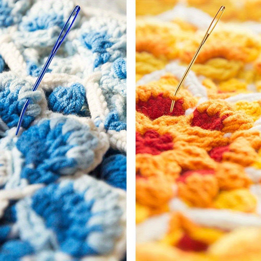 Pimoys 8pcs Aluminum Tapestry Needle,Large Eyes Blunt Yarn Needles Jumbo Bent Darning Needles Weaving Needles Bent in Box for Knitting Crochet