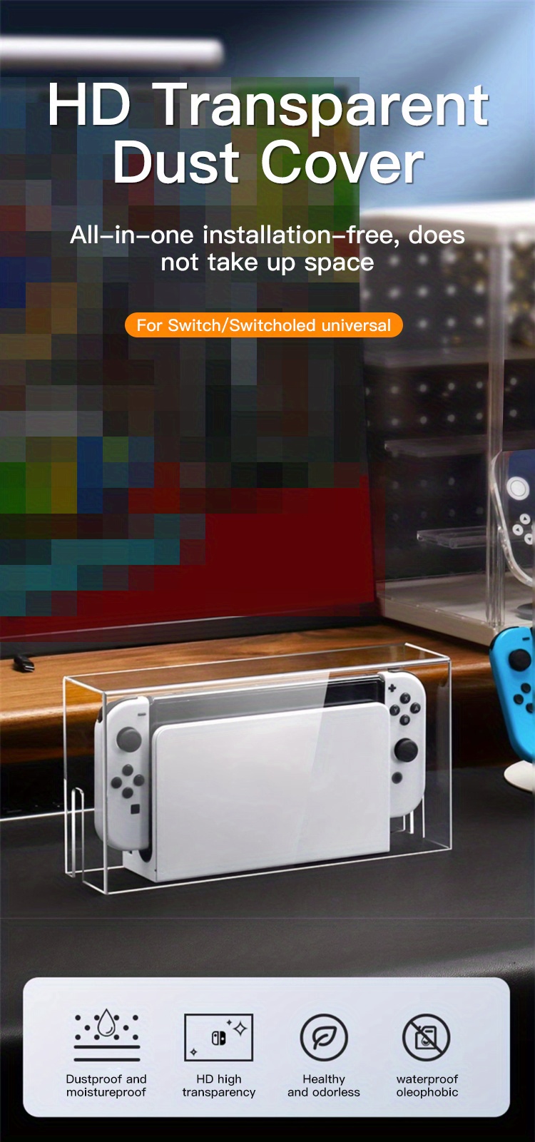 acrylic transparent game console base protective case dust cover for nintendo switch switch oled details 0