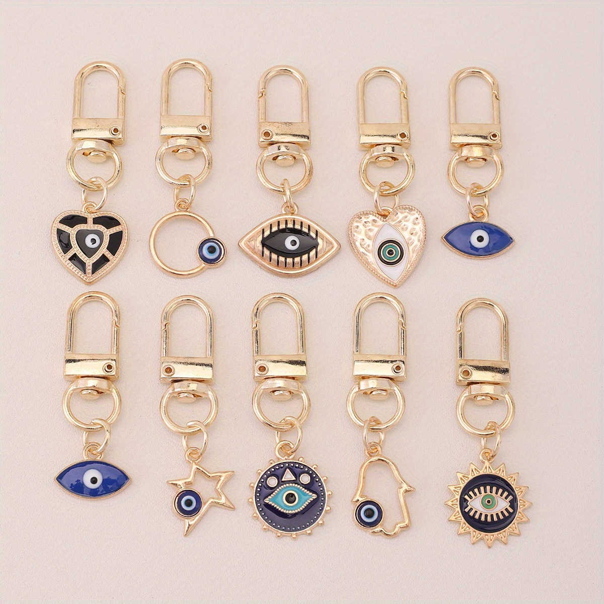 10pcs evil eye keychain amulet fashion cute key ring purse bag backpack car key charm earbud case accessory women gift details 0